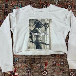 Stone Graphic Cropped Sweatshirt - Medusa